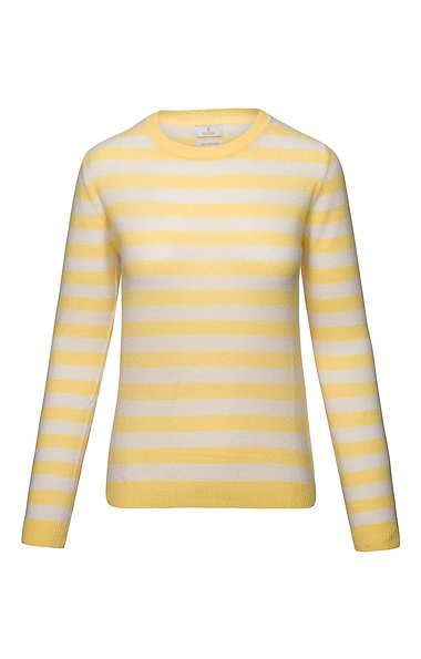 Ladies Cashmere Striped Crew-Neck Jumper
