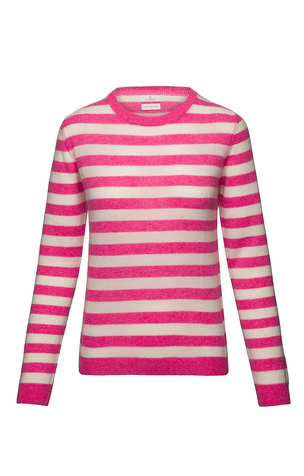Ladies Cashmere Striped Crew-Neck Jumper