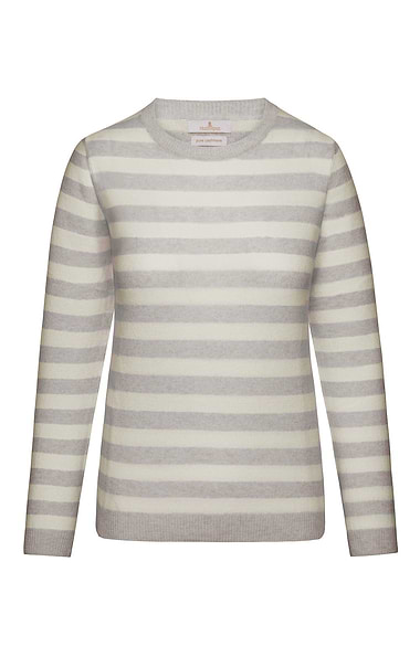 Ladies Cashmere Striped Crew-Neck Jumper
