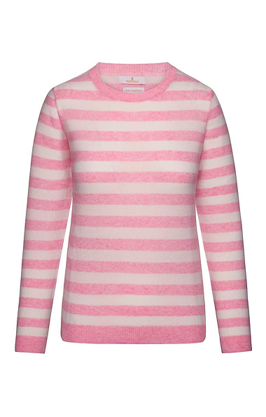 Ladies Cashmere Striped Crew-Neck Jumper