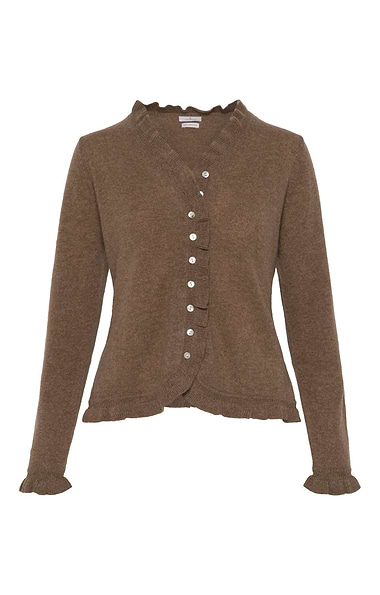 Ladies Cashmere Ruffle Cardigan