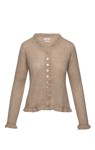 Ladies Cashmere Ruffle Cardigan