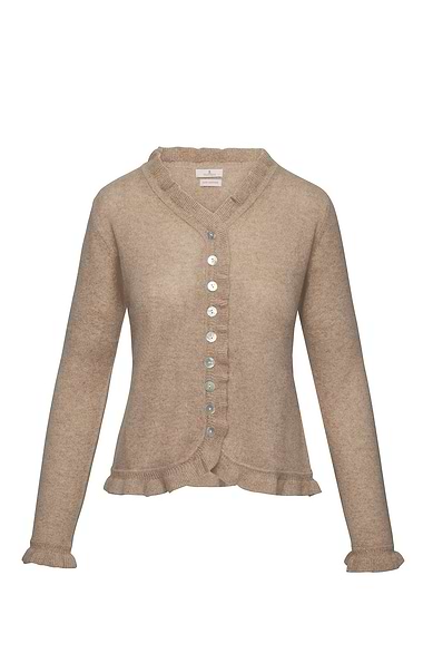 Ladies Cashmere Ruffle Cardigan