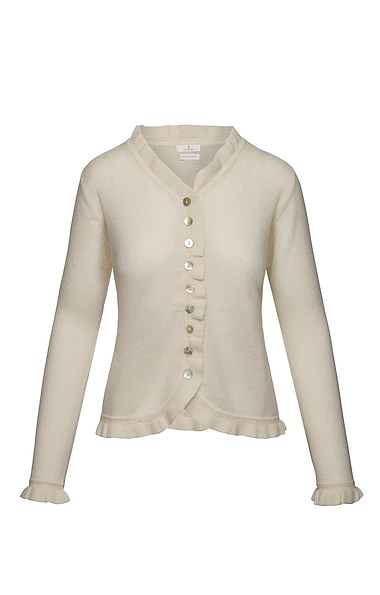 Ladies Cashmere Ruffle Cardigan