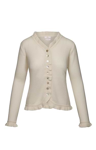 Ladies Cashmere Ruffle Cardigan