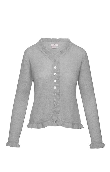 Ladies Cashmere Ruffle Cardigan
