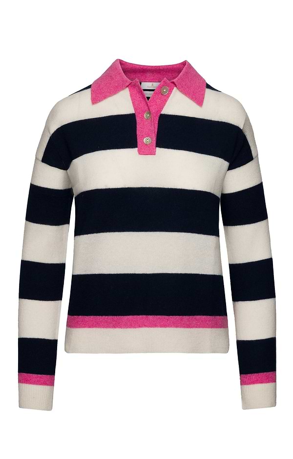 Ladies Cashmere Wide Striped Shirt