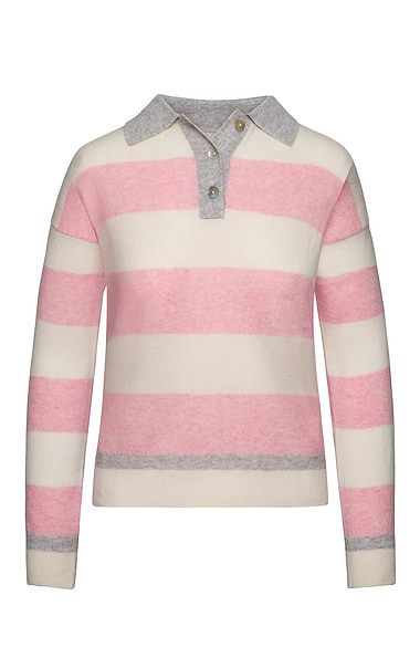 Ladies Cashmere Wide Striped Shirt