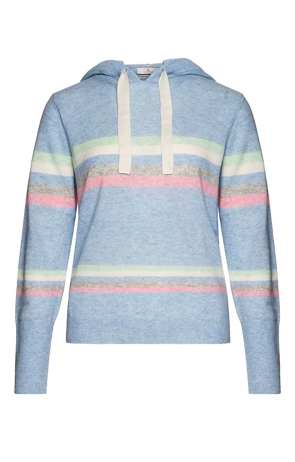 Ladies Cashmere Striped Hoodie