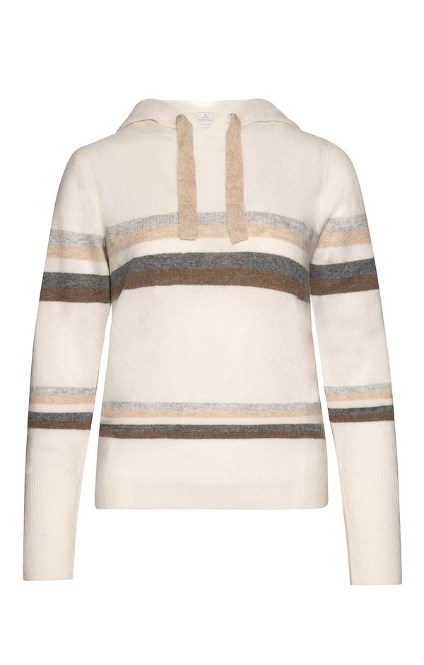 Ladies Cashmere Striped Hoodie
