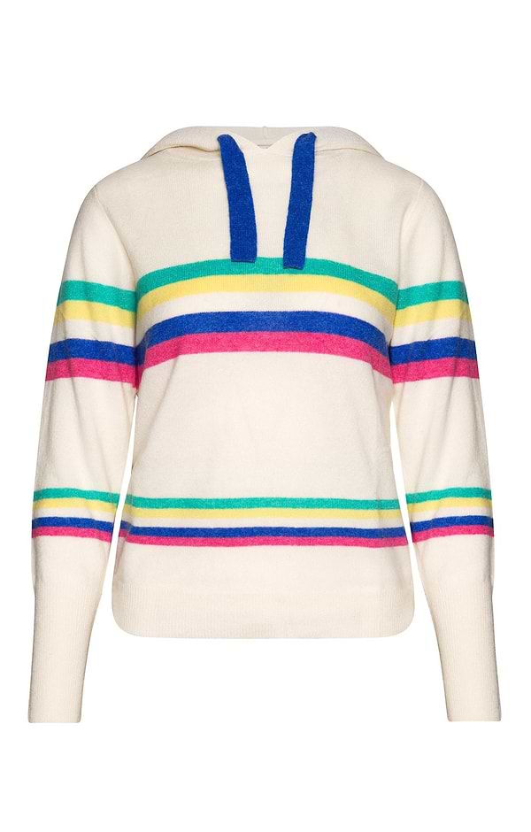 Ladies Cashmere Striped Hoodie