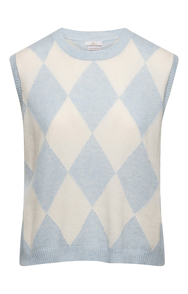 Ladies House of Bruar Two Colour Argyle Cashmere Slipover