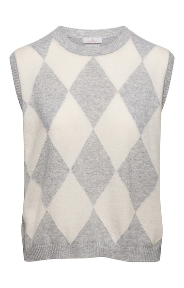 Ladies House of Bruar Two Colour Argyle Cashmere Slipover