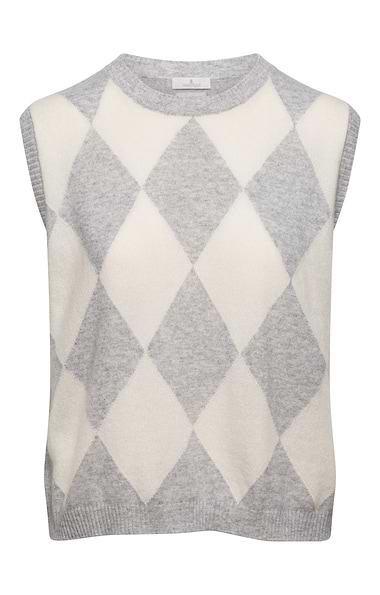 Ladies House of Bruar Two Colour Argyle Cashmere Slipover