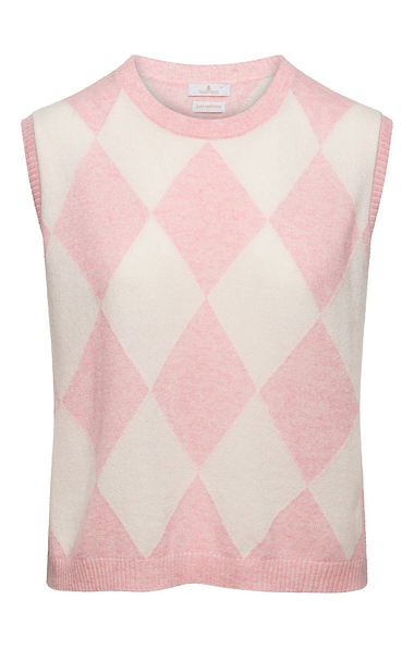 Ladies House of Bruar Two Colour Argyle Cashmere Slipover