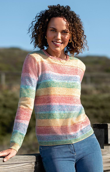 Ladies House of Bruar Cashmere Ombre Crew