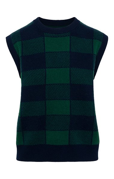 Ladies House Of Bruar Plaid Cashmere Tank Top