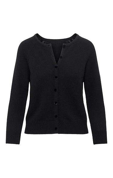 Ladies House of Bruar Velvet-Covered Button Cashmere Cardigan