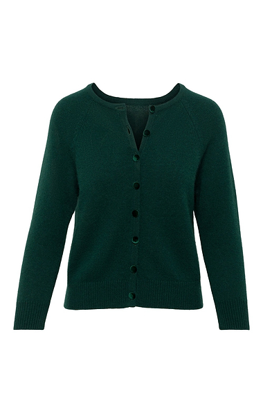 Ladies House of Bruar Velvet-Covered Button Cashmere Cardigan