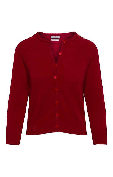 Ladies House of Bruar Velvet-Covered Button Cashmere Cardigan
