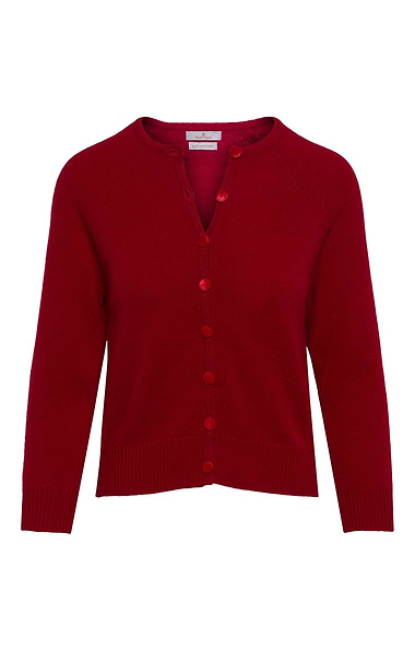 Ladies House of Bruar Velvet-Covered Button Cashmere Cardigan