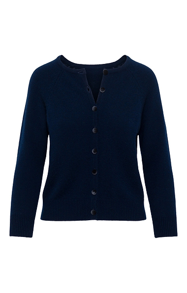 Ladies House of Bruar Velvet-Covered Button Cashmere Cardigan