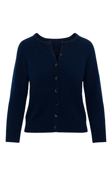 Ladies House of Bruar Velvet-Covered Button Cashmere Cardigan