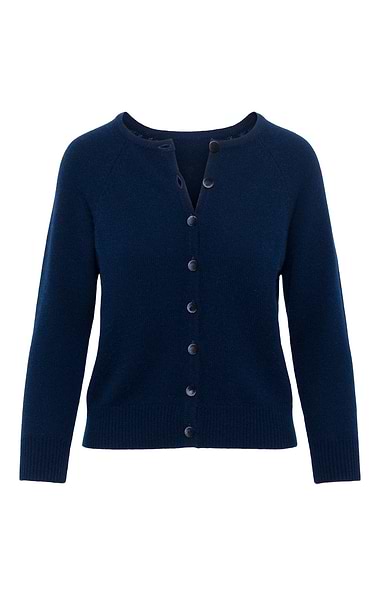 Ladies House of Bruar Velvet-Covered Button Cashmere Cardigan