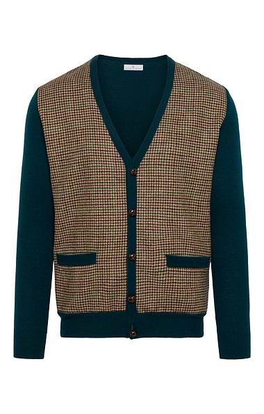 Men's Merino/Flannel Dogtooth Cardigan