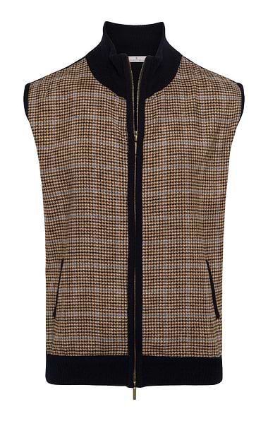 Men's Merino/Flannel Dogtooth Zip Gilet