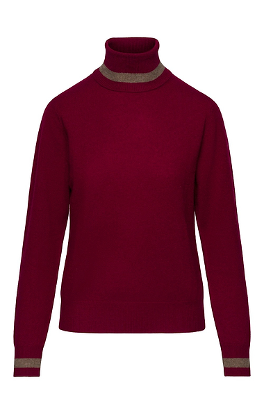 Ladies House of Bruar Cashmere Stripe Roll Neck Jumper