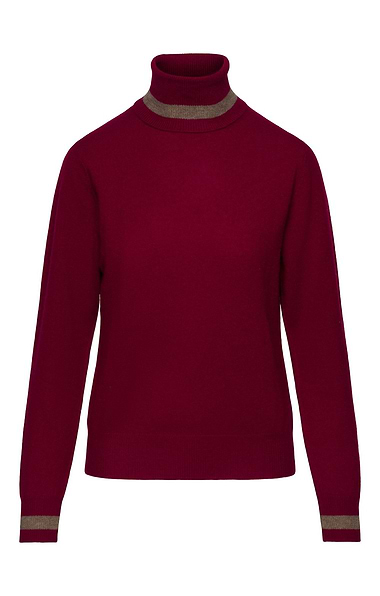 Ladies House of Bruar Cashmere Stripe Roll Neck Jumper