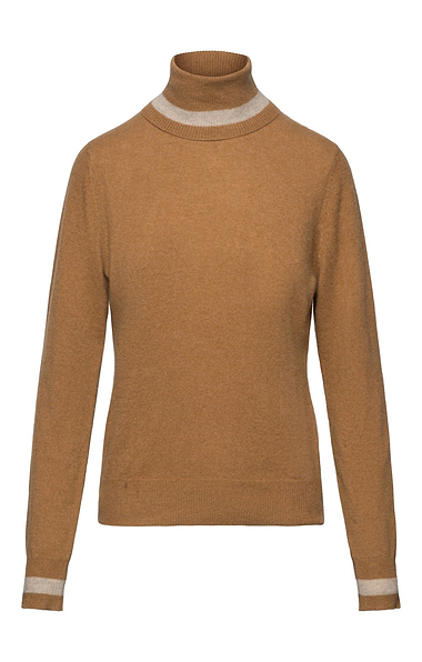 Ladies House of Bruar Cashmere Stripe Roll Neck Jumper