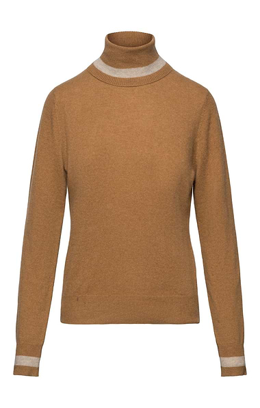 Ladies House of Bruar Cashmere Stripe Roll Neck Jumper