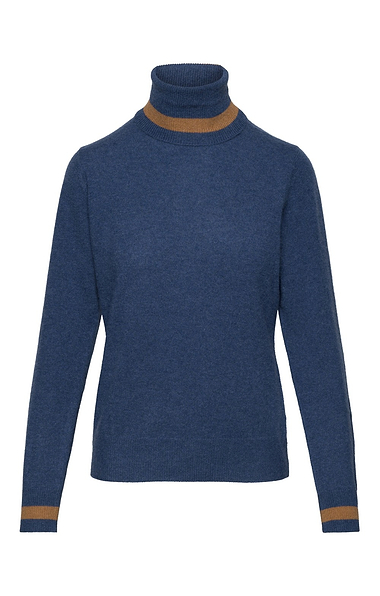 Ladies House of Bruar Cashmere Stripe Roll Neck Jumper