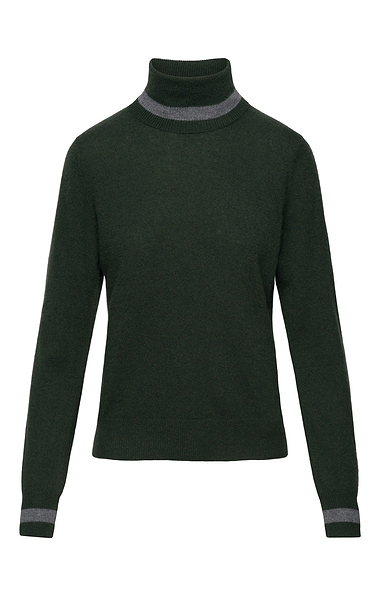 Ladies House of Bruar Cashmere Stripe Roll Neck Jumper