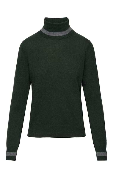 Ladies House of Bruar Cashmere Stripe Roll Neck Jumper