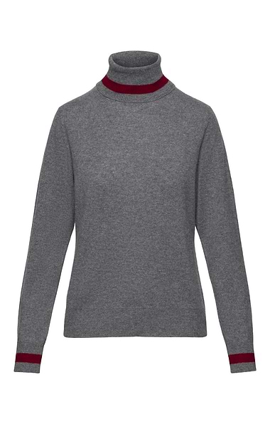 Ladies House of Bruar Cashmere Stripe Roll Neck Jumper