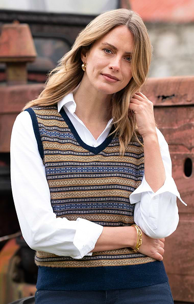 Ladies House of Bruar Cashmere Fairisle Slipover