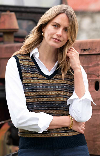 Ladies House of Bruar Cashmere Fairisle Slipover