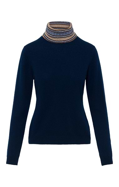 Ladies House of Bruar Cashmere Fairisle Roll Neck