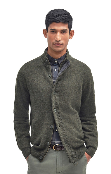 Men's Barbour Essential Patch Zip Through Cardigan