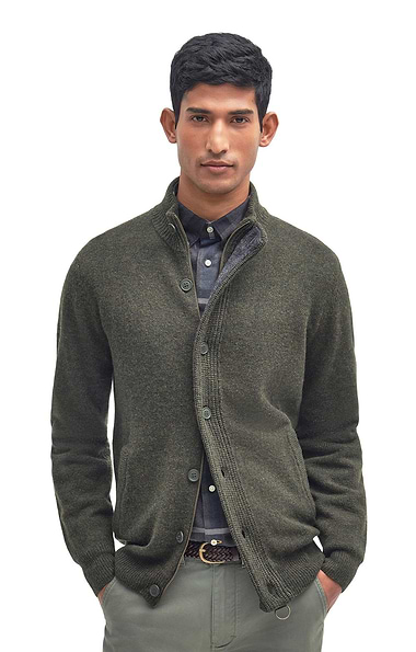 Men's Barbour Essential Patch Zip Through Cardigan