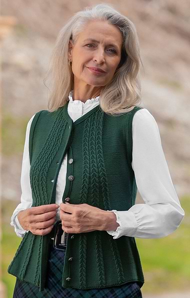 Ladies Cable Back Waistcoat