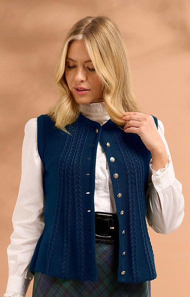 Ladies Cable Back Waistcoat