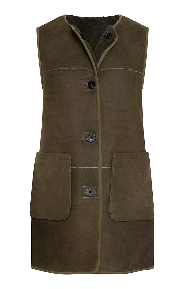 Ladies Sheepskin Long Reversible Gilet