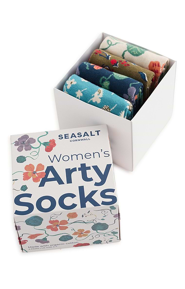 Ladies Seasalt Gift Box of 4 Floral Arty Socks
