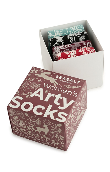 Ladies Seasalt Gift Box of 4 Floral Arty Socks
