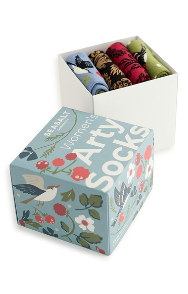 Ladies Seasalt Gift Box of 4 Floral Arty Socks