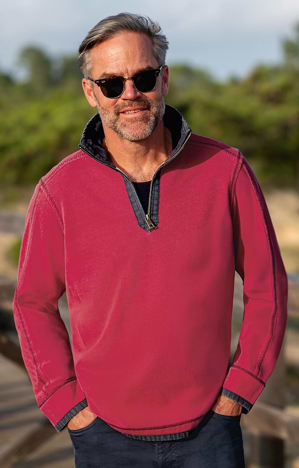 Men's Vintage T-Zip Rugby Shirt